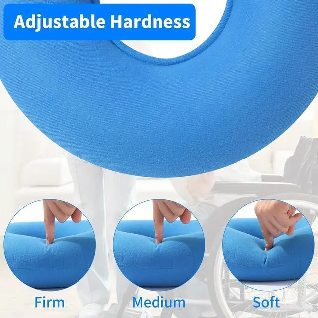 Alt view image 5 of 7 - ANABIUP 2 Pack Inflatable Donut Pillow Ring Seat 15 Inch Round Portable Donut Cushion Pillow for Home Office Chair Wheelchair Car, 2 Colors