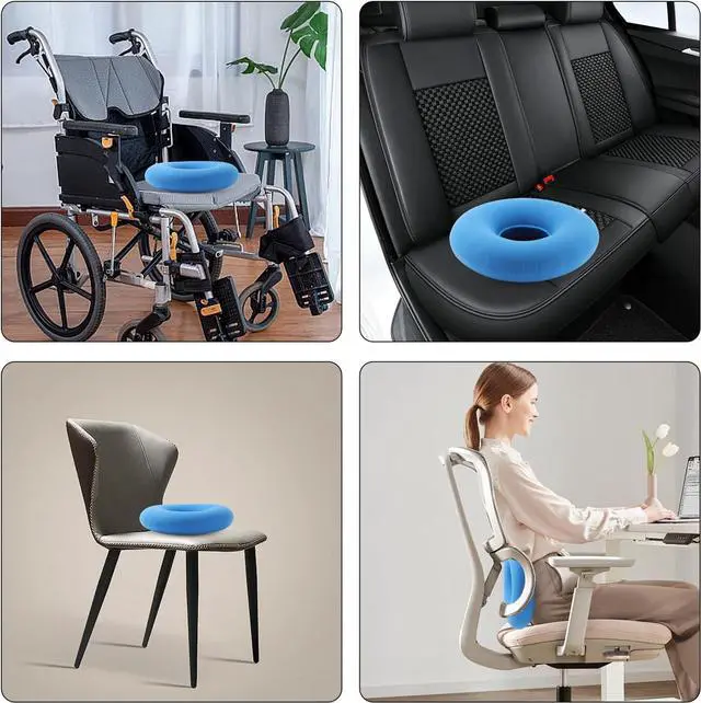 Alt view image 7 of 7 - ANABIUP 2 Pack Inflatable Donut Pillow Ring Seat 15 Inch Round Portable Donut Cushion Pillow for Home Office Chair Wheelchair Car, 2 Colors