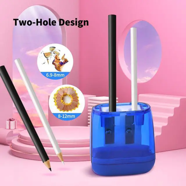 Alt view image 3 of 5 - Dual Holes Pencil Sharpener with Lid for Kids,Adults,School,Home, Office