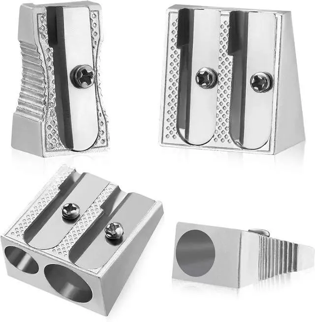 Main image of Metal Pencil Sharpeners, 4pcs Manual Double Hole Pencil Sharpener for Colored Graphite Pencils, Crayon Sharpener, Home School Office