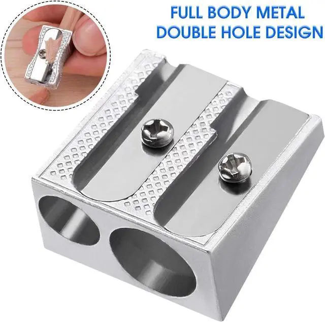 Alt view image 2 of 7 - Metal Pencil Sharpeners, 4pcs Manual Double Hole Pencil Sharpener for Colored Graphite Pencils, Crayon Sharpener, Home School Office