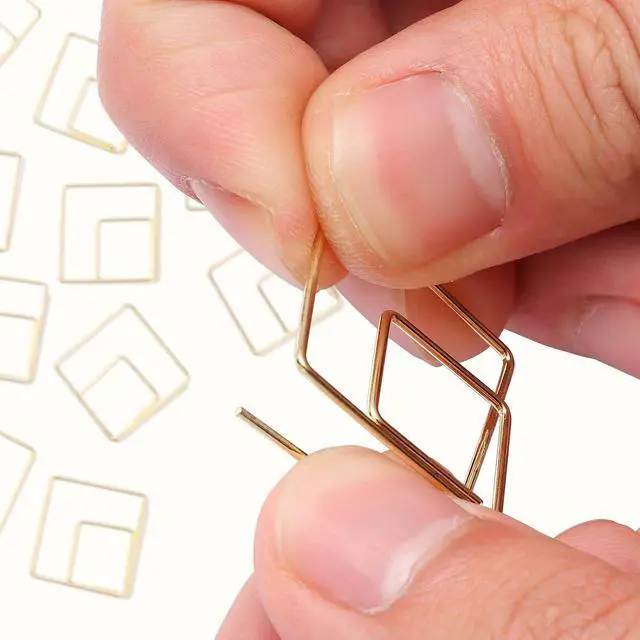 Alt view image 3 of 7 - SIAMESE Geometric Paper Clips, 60 Pcs Rhombus Stainless Steel Paperclips, Gold Paper Clip Supplies for Organizing Documents, School, Home & Office Use, Notes Decoration (Rhombus, Gold)