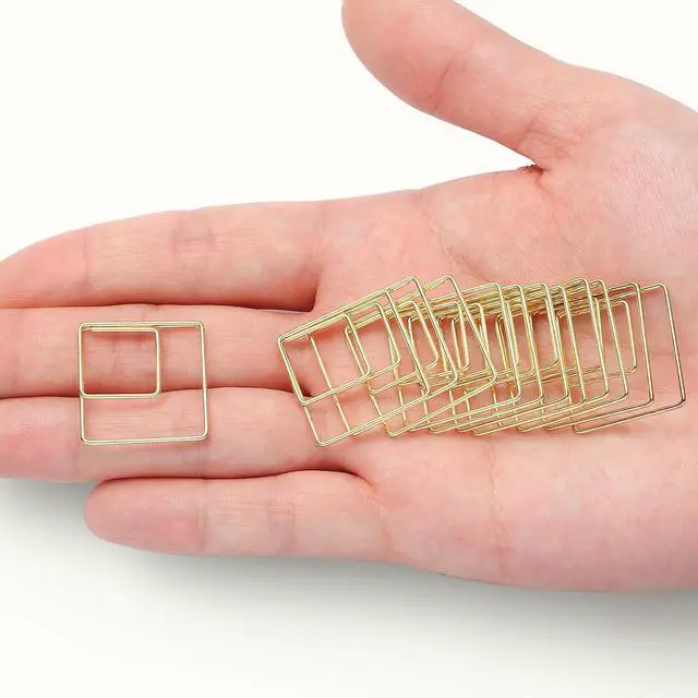 Alt view image 4 of 7 - SIAMESE Geometric Paper Clips, 60 Pcs Rhombus Stainless Steel Paperclips, Gold Paper Clip Supplies for Organizing Documents, School, Home & Office Use, Notes Decoration (Rhombus, Gold)