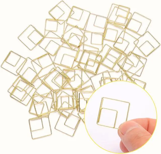Alt view image 5 of 7 - SIAMESE Geometric Paper Clips, 60 Pcs Rhombus Stainless Steel Paperclips, Gold Paper Clip Supplies for Organizing Documents, School, Home & Office Use, Notes Decoration (Rhombus, Gold)
