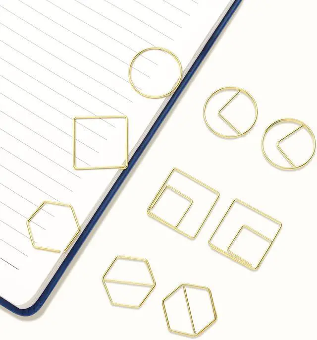 Alt view image 7 of 7 - SIAMESE Geometric Paper Clips, 60 Pcs Rhombus Stainless Steel Paperclips, Gold Paper Clip Supplies for Organizing Documents, School, Home & Office Use, Notes Decoration (Rhombus, Gold)