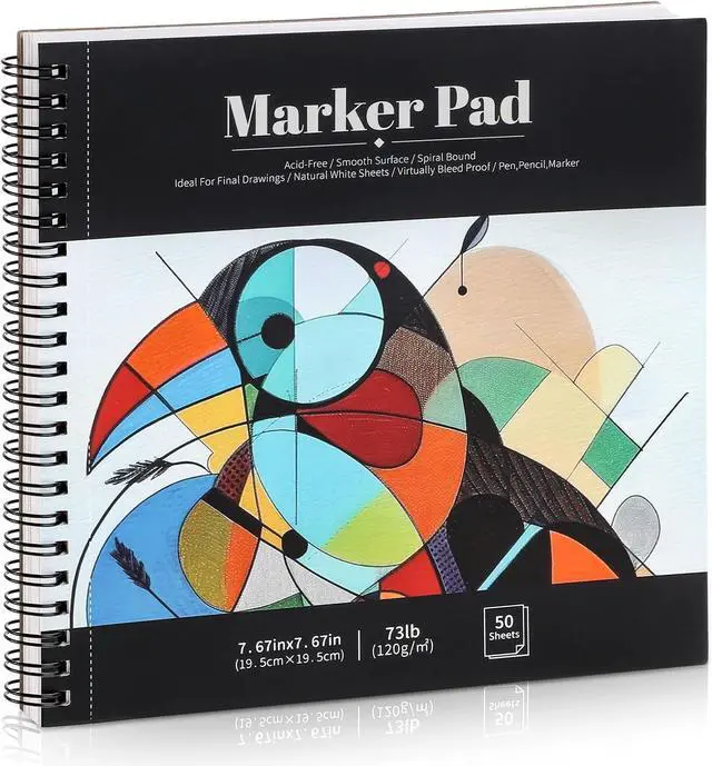 Main image of 50 Sheets Marker Paper Pad, 7.6 × 7.6 in, 120gsm Alcohol Marker Paper