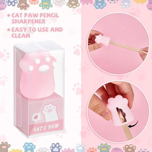 Alt view image 3 of 7 - 4 Pcs Cute Cat Paw Pencil Sharpeners Kawaii Manual Handheld Pencil Sharpeners for Kids Pink Yellow Stationery Back to School Essentials Kawaii Supplies for Girls Boys Office Home School