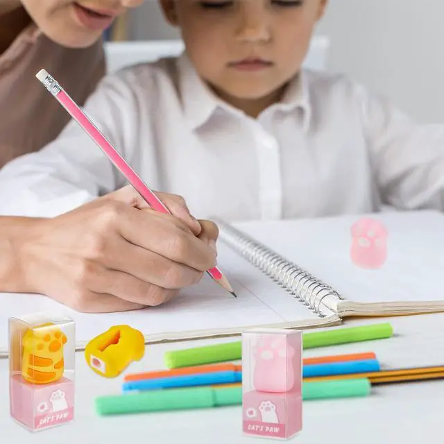 Alt view image 6 of 7 - 4 Pcs Cute Cat Paw Pencil Sharpeners Kawaii Manual Handheld Pencil Sharpeners for Kids Pink Yellow Stationery Back to School Essentials Kawaii Supplies for Girls Boys Office Home School