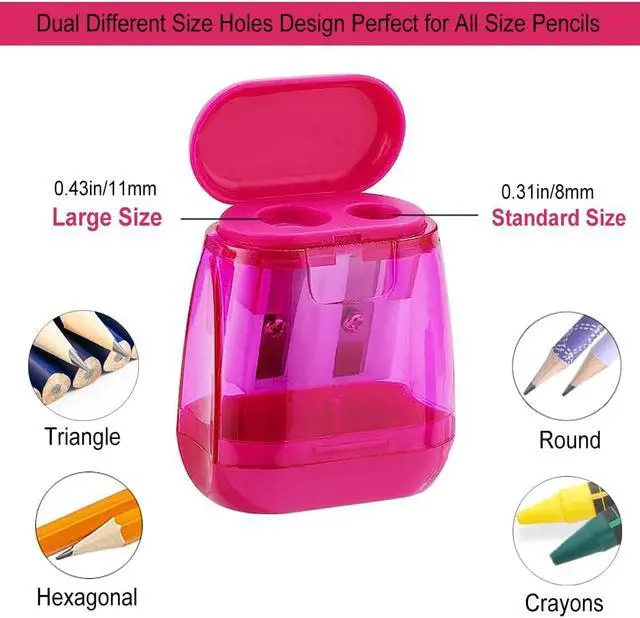 Alt view image 2 of 6 - Colored Manual Pencil Sharpeners in Bulk, BOPART 24pcs Small Handheld Pencil Sharpener Dual Holes with Lid for Kids Adults at Classroom School Office Home (4Pcs Sharpeners - D)