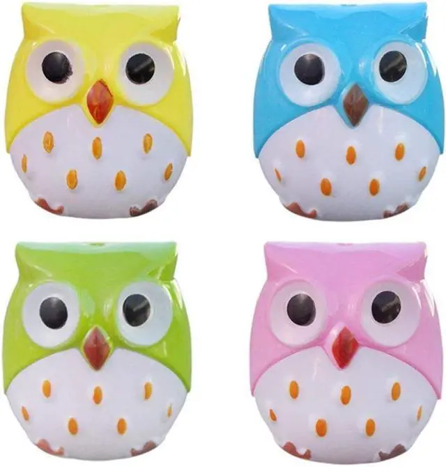 Main image of Dual Holes Cute Cartoon Animal Owl Pencil Sharpener (4pcs)
