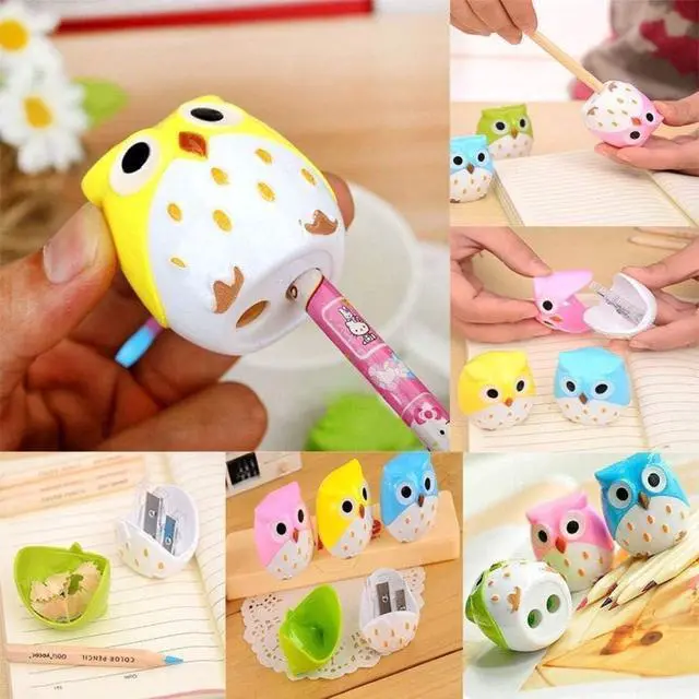 Alt view image 3 of 7 - Dual Holes Cute Cartoon Animal Owl Pencil Sharpener (4pcs)