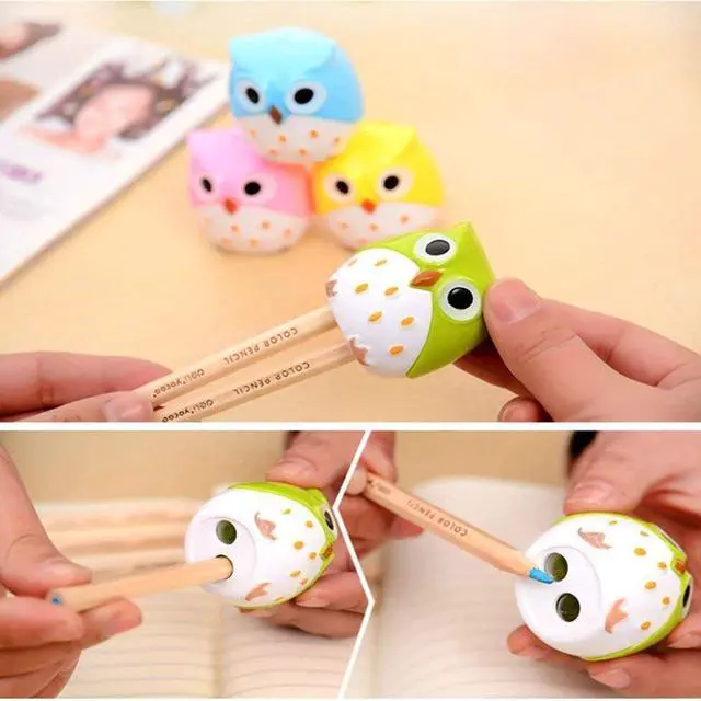 Alt view image 4 of 7 - Dual Holes Cute Cartoon Animal Owl Pencil Sharpener (4pcs)