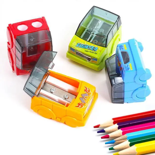 Main image of Pencil Sharpeners, 4 Pcs Car Shape Manual Pencil Sharpeners,Dual Hole with Handheld Pencil Sharpener for Kids Students School Class Home Office