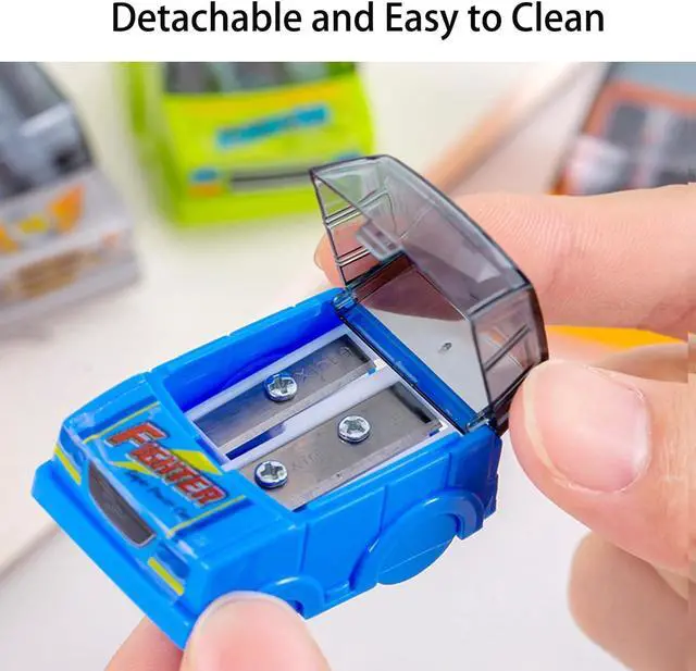 Alt view image 4 of 6 - Pencil Sharpeners, 4 Pcs Car Shape Manual Pencil Sharpeners,Dual Hole with Handheld Pencil Sharpener for Kids Students School Class Home Office