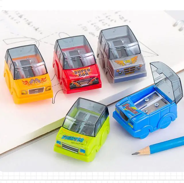 Alt view image 5 of 6 - Pencil Sharpeners, 4 Pcs Car Shape Manual Pencil Sharpeners,Dual Hole with Handheld Pencil Sharpener for Kids Students School Class Home Office