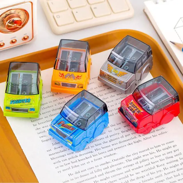 Alt view image 6 of 6 - Pencil Sharpeners, 4 Pcs Car Shape Manual Pencil Sharpeners,Dual Hole with Handheld Pencil Sharpener for Kids Students School Class Home Office