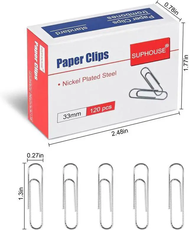Alt view image 2 of 7 - Paper Clips Medium Size Paperclips #1 Nonskid, 1-2/7 Inch Paper Clips for Office & School, Personal Use, 720 Count (6 Boxes of 120), Silver