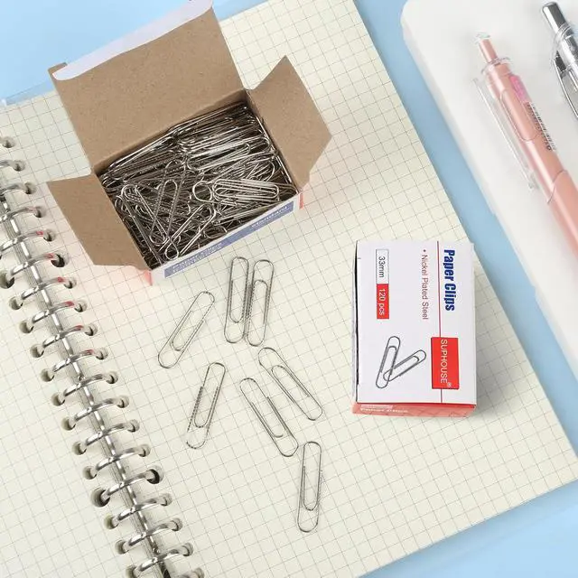 Alt view image 3 of 7 - Paper Clips Medium Size Paperclips #1 Nonskid, 1-2/7 Inch Paper Clips for Office & School, Personal Use, 720 Count (6 Boxes of 120), Silver