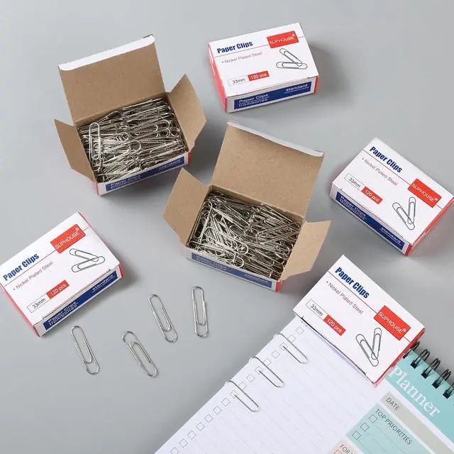 Alt view image 5 of 7 - Paper Clips Medium Size Paperclips #1 Nonskid, 1-2/7 Inch Paper Clips for Office & School, Personal Use, 720 Count (6 Boxes of 120), Silver