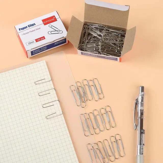 Alt view image 6 of 7 - Paper Clips Medium Size Paperclips #1 Nonskid, 1-2/7 Inch Paper Clips for Office & School, Personal Use, 720 Count (6 Boxes of 120), Silver