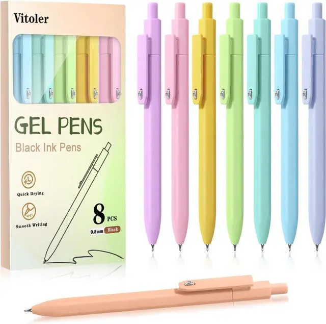 Main image of Vitoler Pens, 8 Pack 0.5mm Fine Point Cute Gel Pens with Fidget Quick Dry