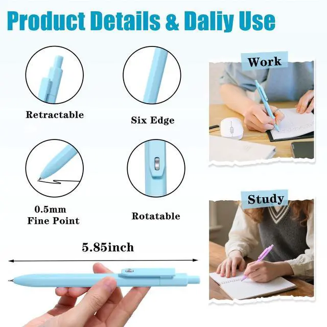 Alt view image 5 of 7 - Vitoler Pens, 8 Pack 0.5mm Fine Point Cute Gel Pens with Fidget Quick Dry