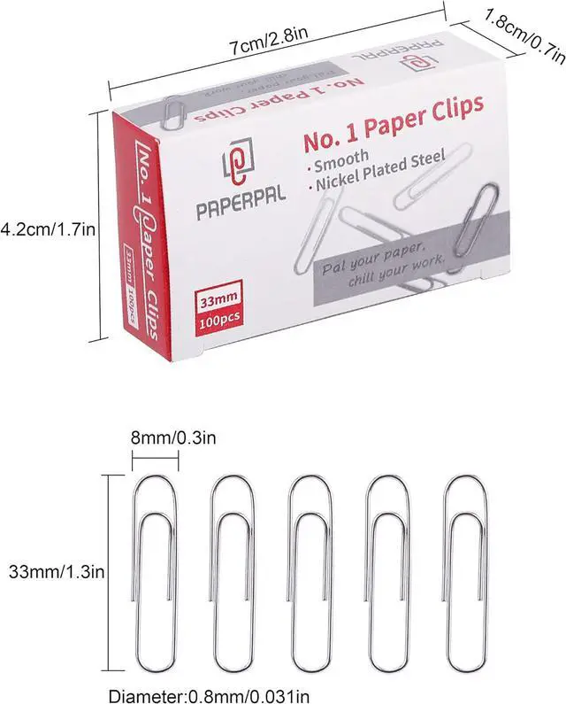 Alt view image 2 of 7 - PAPERPAL Paperclips for Office School & Personal Use, #1 Smooth Paper Clip (1-2/7"), 600 Medium Paper Clips (6 Boxes of 100 Each), Silver