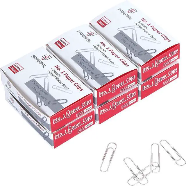 Main image of PAPERPAL Paperclips for Office School & Personal Use, #1 Smooth Paper Clip (1-2/7"), 600 Medium Paper Clips (6 Boxes of 100 Each), Silver