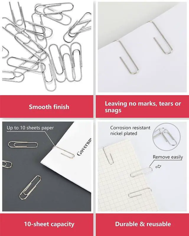 Alt view image 4 of 7 - PAPERPAL Paperclips for Office School & Personal Use, #1 Smooth Paper Clip (1-2/7"), 600 Medium Paper Clips (6 Boxes of 100 Each), Silver