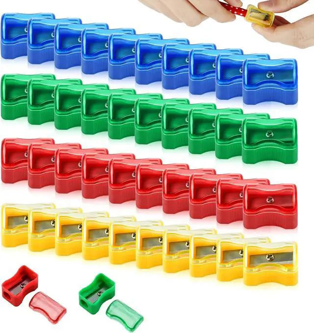 Main image of 96 PCS Coloured Plastic Pencil Sharpener, Small Pencil Sharpener Bulk