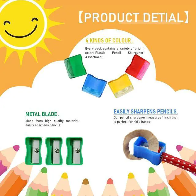 Alt view image 3 of 7 - 96 PCS Coloured Plastic Pencil Sharpener, Small Pencil Sharpener Bulk