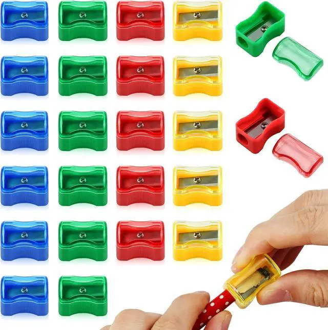 Alt view image 4 of 7 - 96 PCS Coloured Plastic Pencil Sharpener, Small Pencil Sharpener Bulk