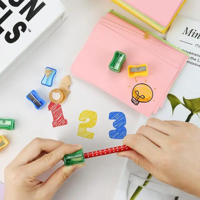 Alt view image 5 of 7 - 96 PCS Coloured Plastic Pencil Sharpener, Small Pencil Sharpener Bulk