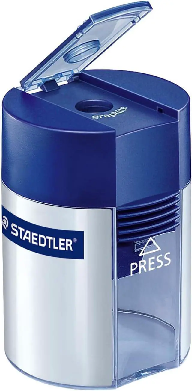 Alt view image 2 of 3 - Staedtler Metal Single Hole Sharpener with Tub (511001BK)