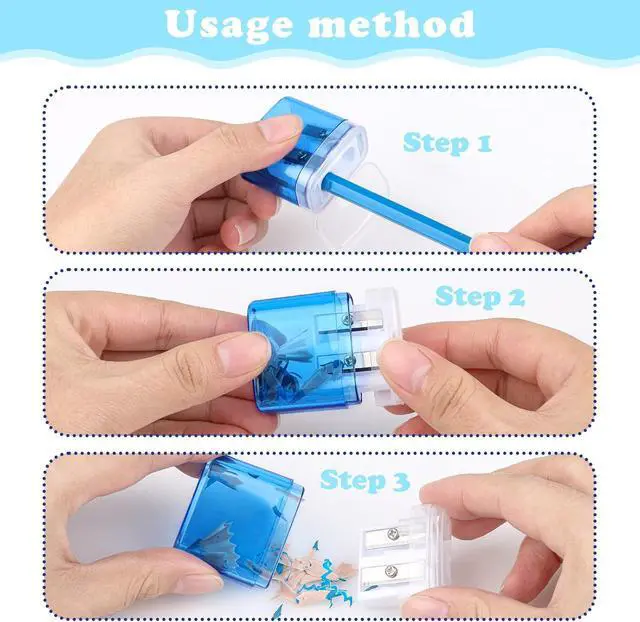Alt view image 4 of 7 - 24 Pieces Pencil Sharpeners Manual Dual Holes Pencil Sharpener with Lid Portable Colorful Crayon Sharpener for Kids & Adults, School, Office, Home, Travel
