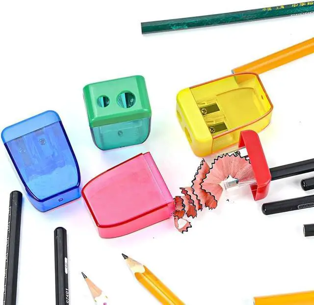 Alt view image 6 of 7 - 4Pcs Pencil Sharpeners Manual for Kids Adults, Dual Hole Small Handheld Pencil Sharpener Bulk for Office School Home, Back to School Supplies