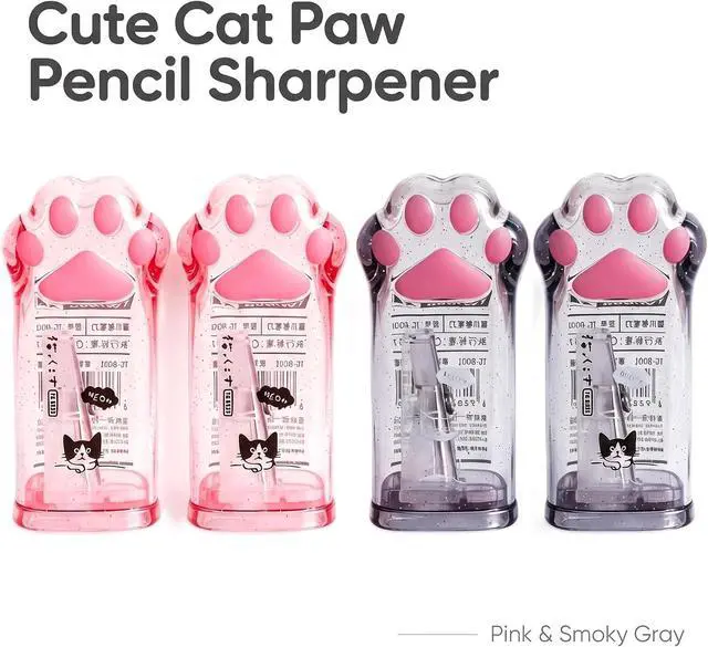 Alt view image 2 of 7 - 4Pcs Pink and Grey Manual Pencils Sharpeners Kids Cat Claw Pencil Sharpener Stationery with Lid for Office Home Supplies Pencil Sharpeners