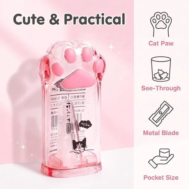 Alt view image 3 of 7 - 4Pcs Pink and Grey Manual Pencils Sharpeners Kids Cat Claw Pencil Sharpener Stationery with Lid for Office Home Supplies Pencil Sharpeners