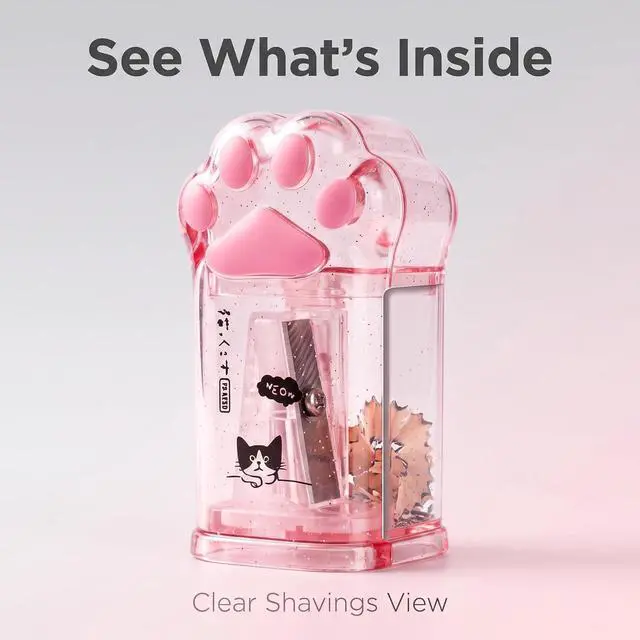 Alt view image 4 of 7 - 4Pcs Pink and Grey Manual Pencils Sharpeners Kids Cat Claw Pencil Sharpener Stationery with Lid for Office Home Supplies Pencil Sharpeners