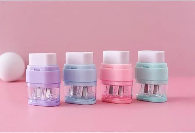 Alt view image 3 of 7 - 4 Pack Double Holes Pencil Sharpener with EraserManual Pencil Sharpeners with Lid & Eraser for Kids School Office Home