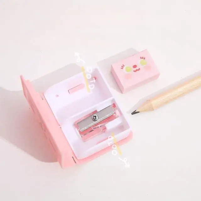 Alt view image 3 of 7 - Comimark 4 pcs Dual Purpose Book Pencil Sharpener Eraser, Cute Cartoon Student Eraser Pencil Sharpener
