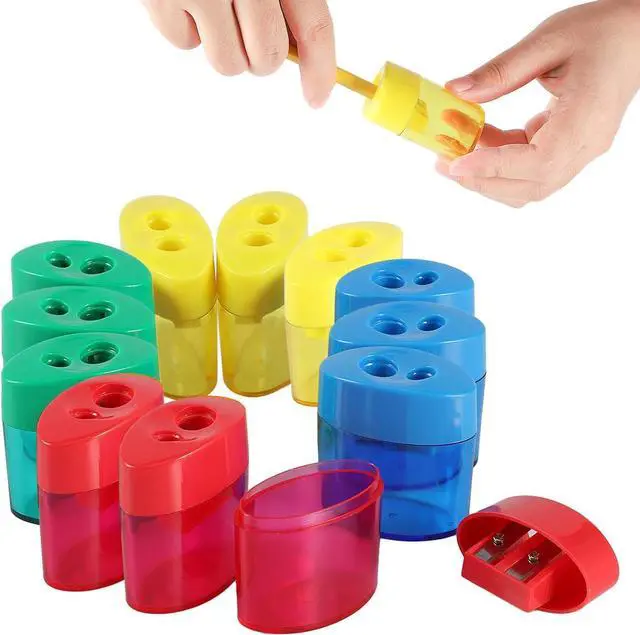 Main image of KIDMEN 2-Hole Pencil Sharpener - Handheld, 12 Pack for Kids
