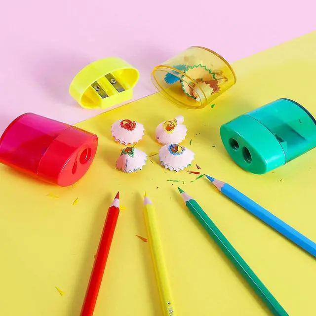 Alt view image 2 of 7 - KIDMEN 2-Hole Pencil Sharpener - Handheld, 12 Pack for Kids