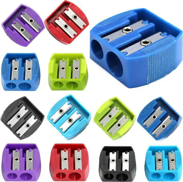 Main image of Iconikal 12-Pack Manual Pencil Sharpener Rubber Grip Dual Holes