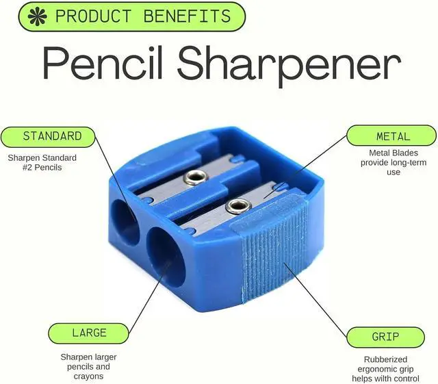 Alt view image 3 of 7 - Iconikal 12-Pack Manual Pencil Sharpener Rubber Grip Dual Holes