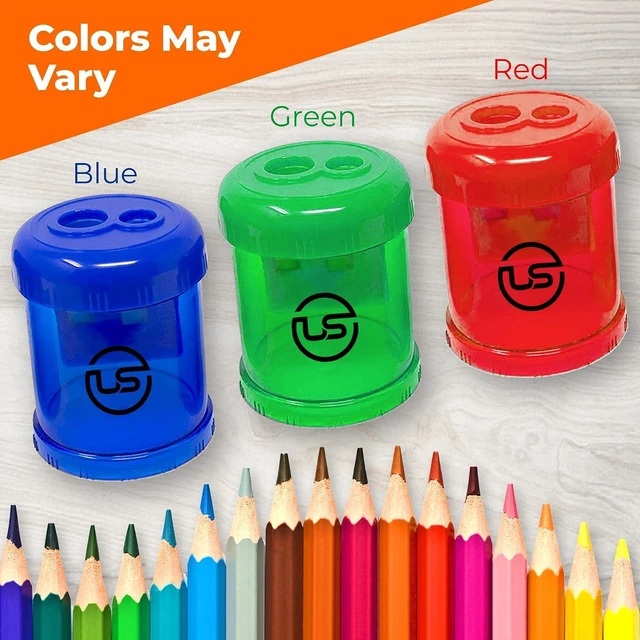 Alt view image 2 of 7 - Pencil Sharpeners, 3 Pack Blue Dual Hole Sharpener with Receptacle Pencil Sharpener Manual Pencil Sharpeners for Regular and Oversized Pencils or Crayons
