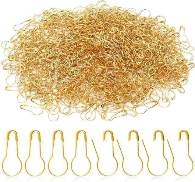 Main image of 1000 Pieces 22 mm/0.87 Inch Gold Safety Pins Clothing Tag Pins Metal Gourd Safety Pins Bulb Pin Calabash Pin Bead Needle for DIY Craft Home Accessories