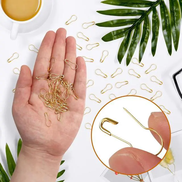 Alt view image 3 of 6 - 1000 Pieces 22 mm/0.87 Inch Gold Safety Pins Clothing Tag Pins Metal Gourd Safety Pins Bulb Pin Calabash Pin Bead Needle for DIY Craft Home Accessories