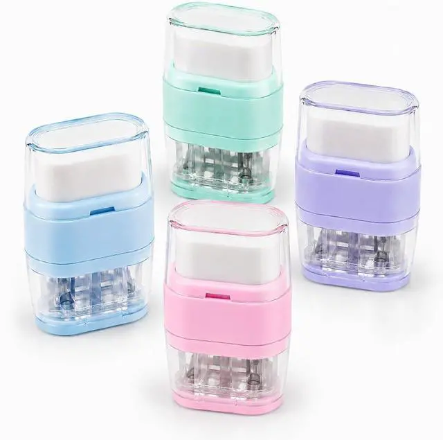 Main image of 4 Pcs Manual Pencil Sharpener with Eraser, Double Hole Multicolored Sharpener with Eraser for School Office Home Supplies Back to School Supplies Classroom Rewards and Birthday Party Favors