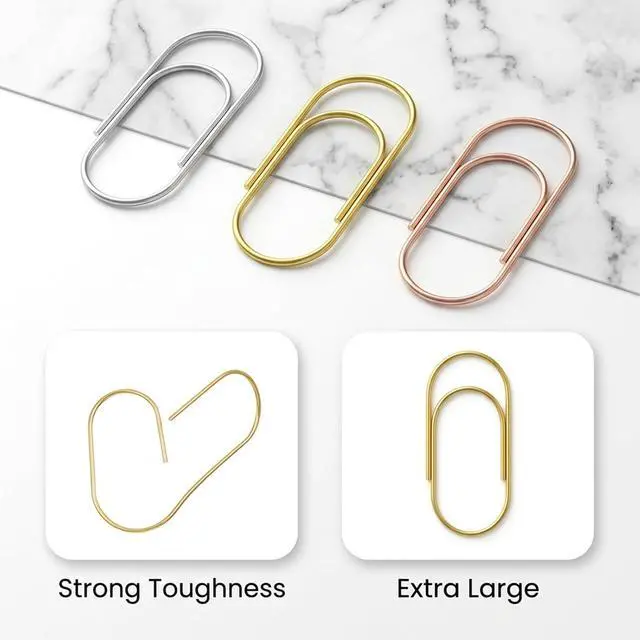 Alt view image 7 of 7 - Chedin 30 Pcs 2Inch Jumbo Oversized Paper Clips-Non Skid Smooth Finish Steel Wire with Clear Box,Gold/Silver/Rose Gold for Office Supply,Planner,Bookmarks,School Gifts & Wedding/Invitation Decoration